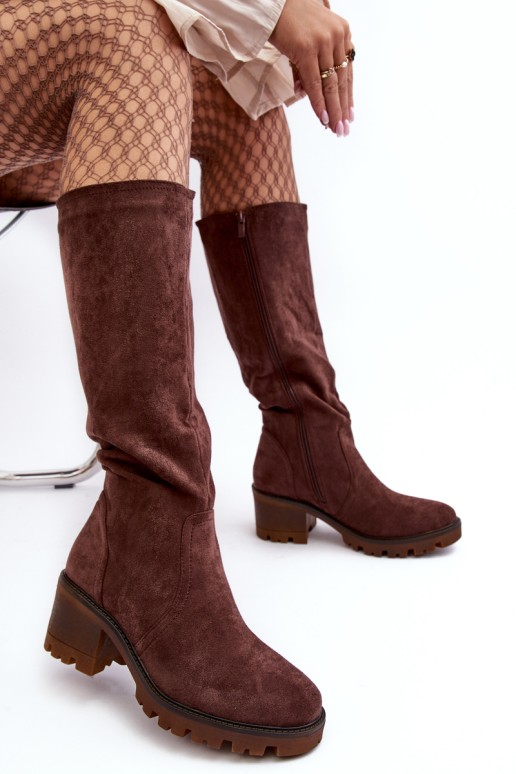 Women's Over-The-Knee Boots Low Heel Dark Brown Beveta