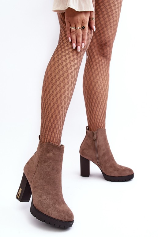 Suede Classic Boots On Heel Brown Amy