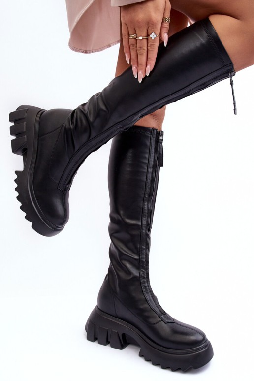 Leather Boots On A Massive Platform With A Zip Black Ringo