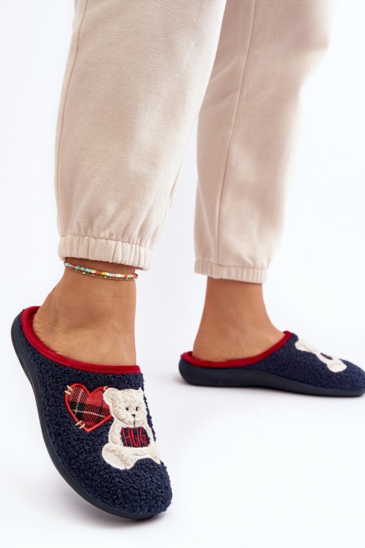 Women's Home Slippers Mules with a Blue Bear Inblu EC000095 Navy Blue