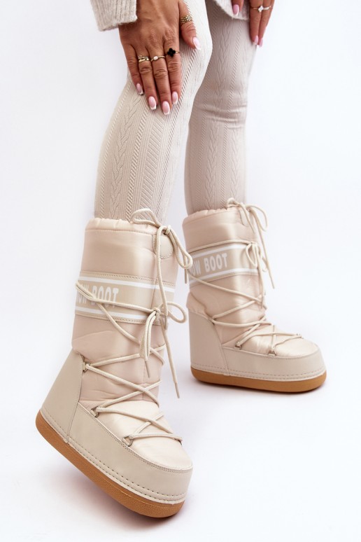 Women's High Snow Boots Beige Venila