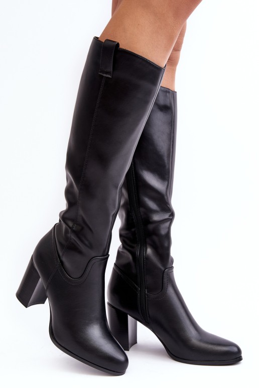 Women's Over-the-Knee Boots on Heel Black Nelamessa