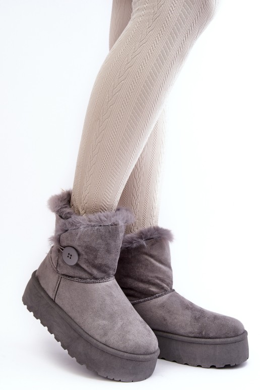 Women's Platform Snow Boots with Faux Fur Gray Wikas