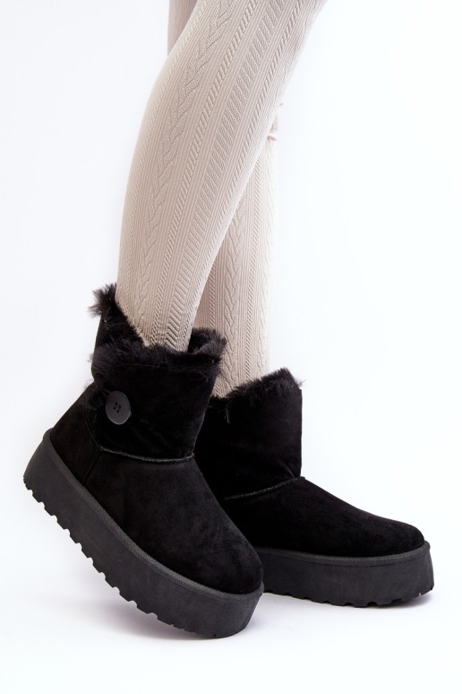 Women's Platform Snow Boots with Fur Black Wikasem