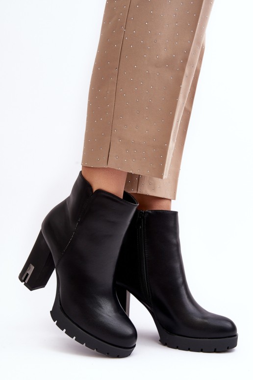 Women's Heeled Boots With Zipper Black Rasoda