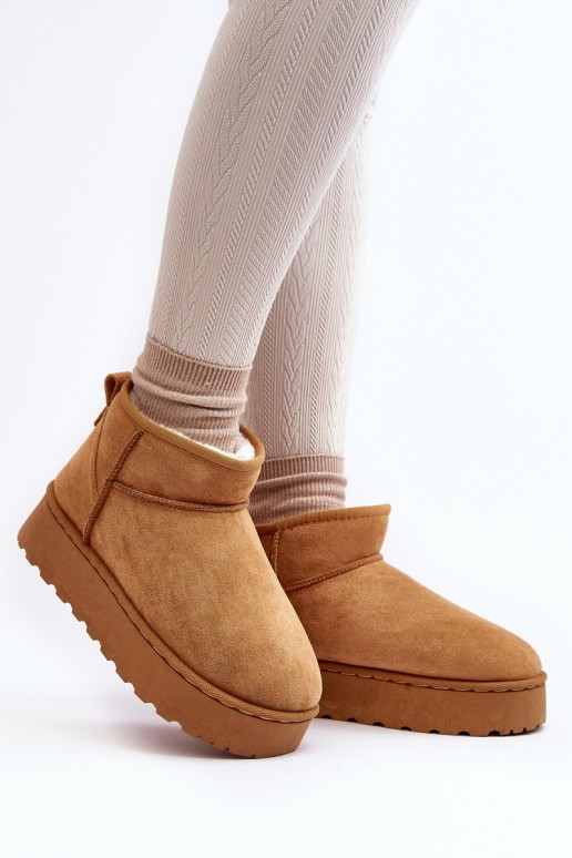 Women's Snow Boots on Platform with Faux Fur Lining Camel Xamella
