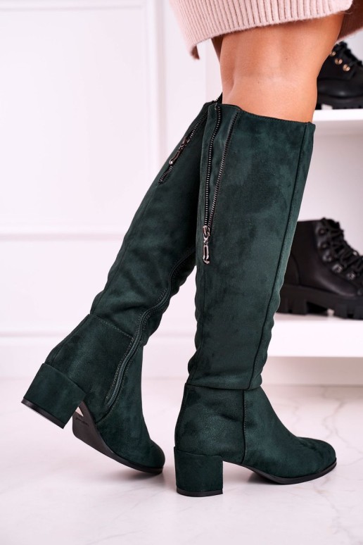 Women's suede boots Sergio Leone green KZ273