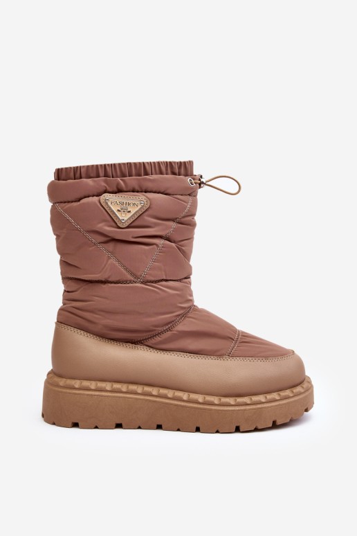 Women's snow boots on thick sole in dark beige Lureta