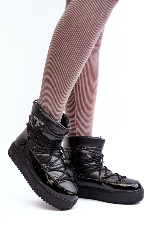 Women's platform snow boots with black laces Fleure