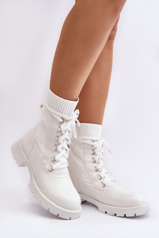 Women's lace-up ankle boots with white socks Gentiana