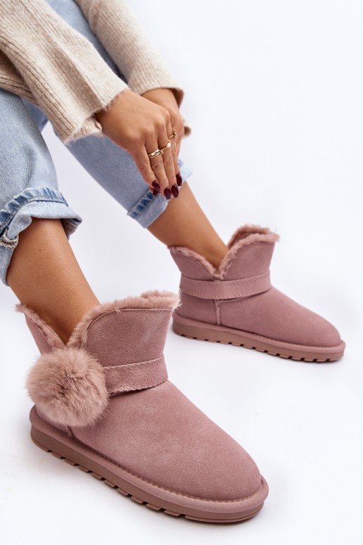 Pink Women's Suede Snow Boots with Cutouts Eraclio