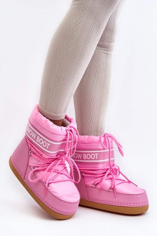 Women's lace-up snow boots in pink Soia