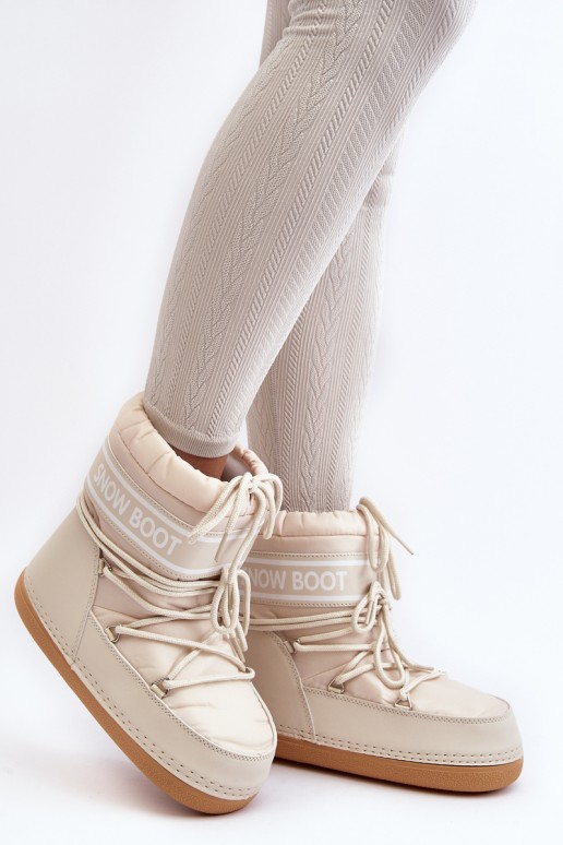 Women's lace-up snow boots beige Soia