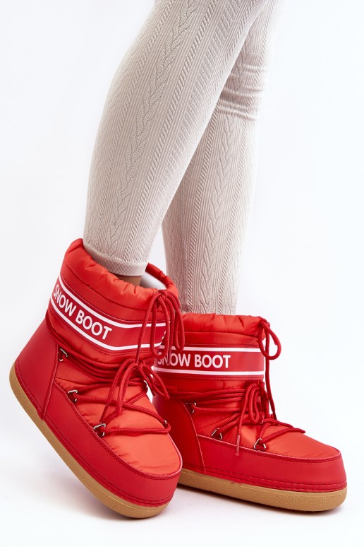Women's lace-up snow boots Red Soia