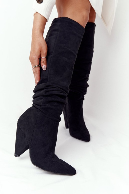 Women's Suede Knee Boots Lu Boo Black