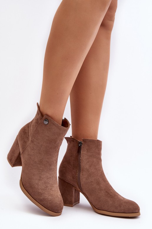 Brown Suede Women's Boots with Stiletto Heel Selela