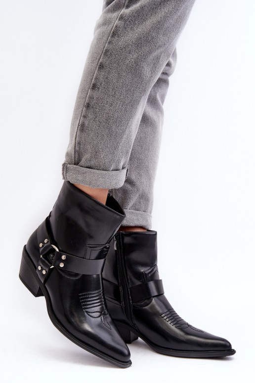 Women's Lined Cowboy Boots Black Venosa