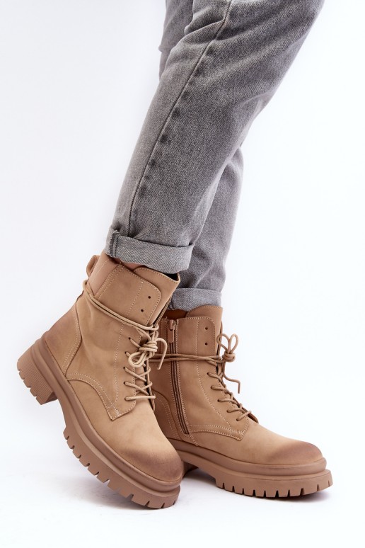 Women's Beige Chunky Sole Boots Narelona