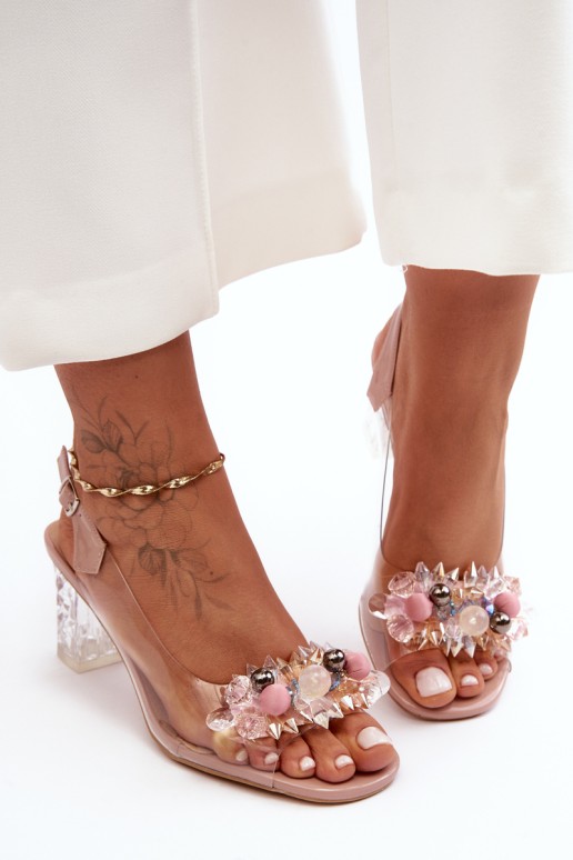Decorated Heeled Sandals Pink SBarski MR1037-16