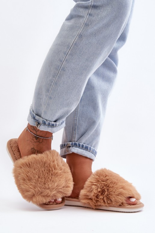 Women's Slippers With Faux Fur Beige Vienitta