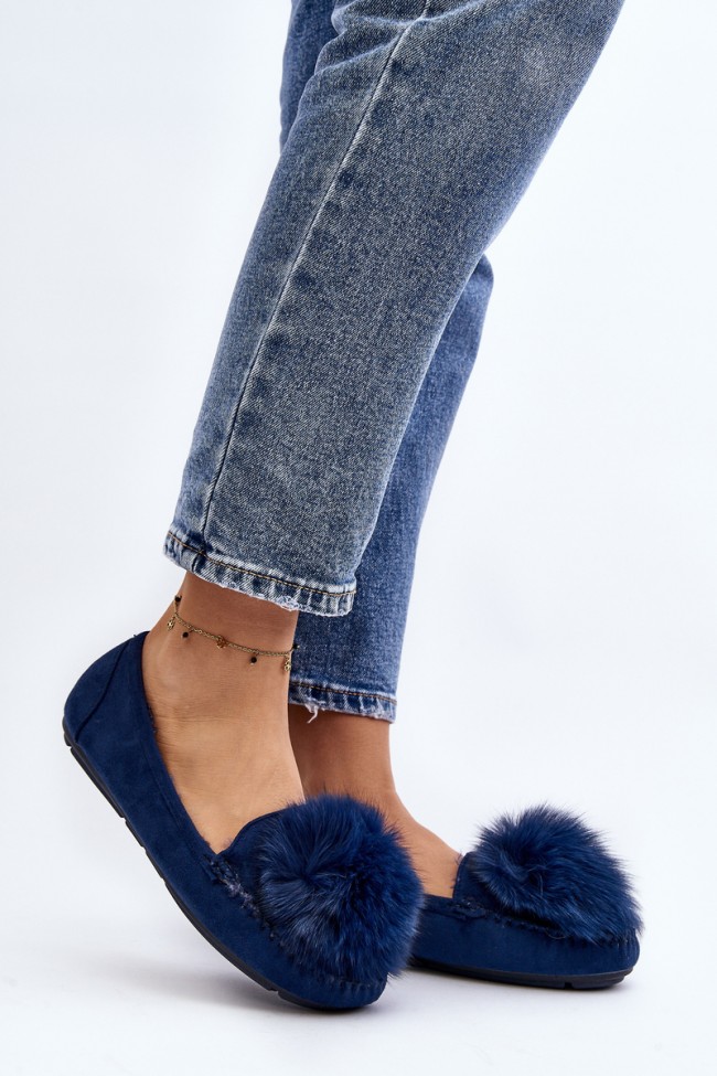 Women's Moccasins with Fur Lining Blue Novas