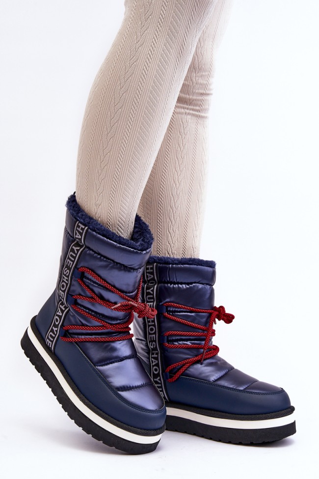 Women's Snow Boots with Laces Navy Lilara
