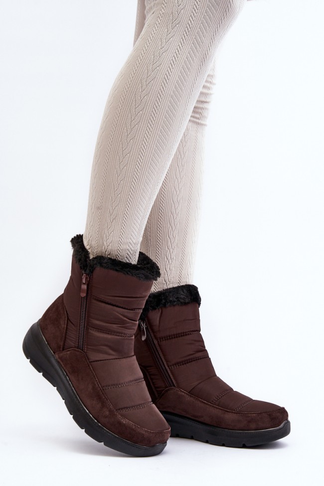 Women's Snow Boots with Fur Brown Primose