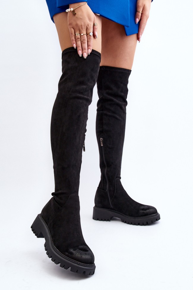 Women's flat heel over-the-knee boots La.Fi 270068B-SU Black