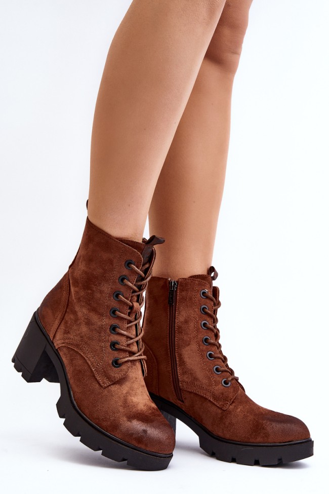 Women's Lace-Up Ankle Boots Brown Lunielle