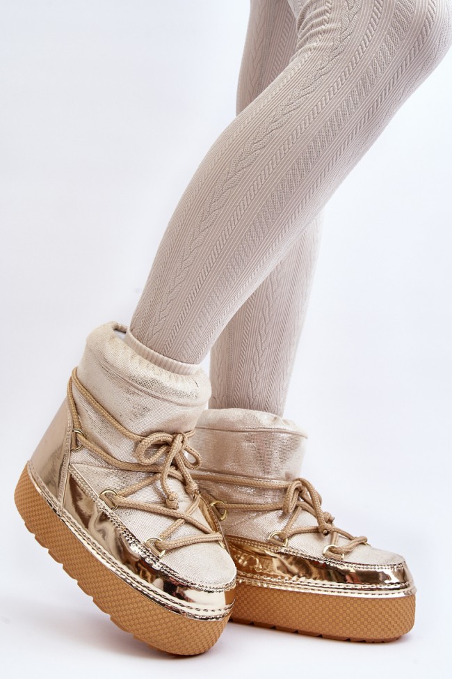 Women's Snow Boots with Gold Laces Toolsa