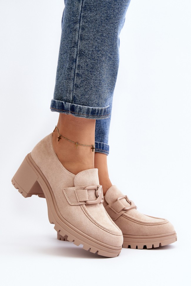 Suede High Heel Shoes in Beige Finley