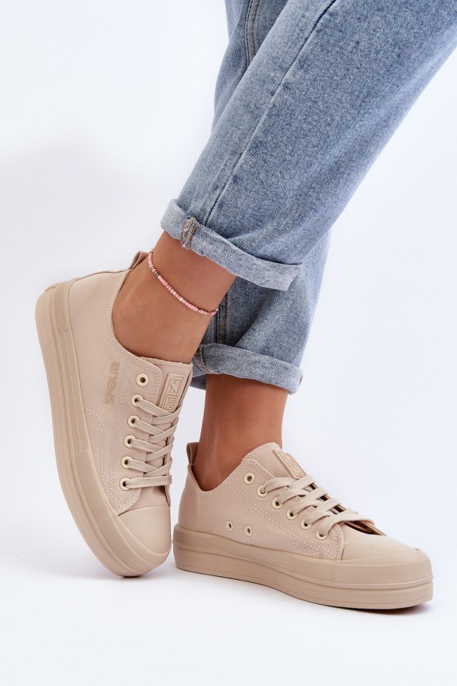 Women's Beige Fabric Sneakers Staneva