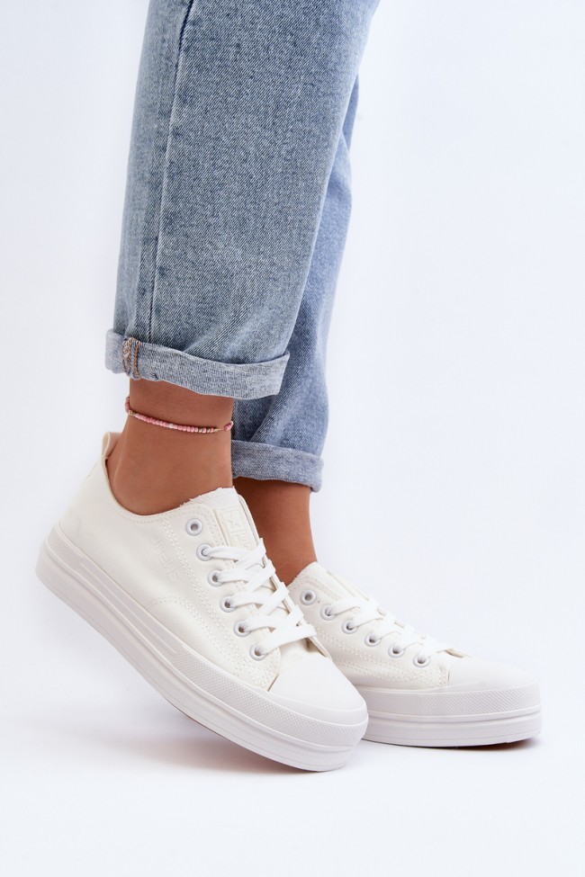 Women's White Fabric Sneakers Staneva