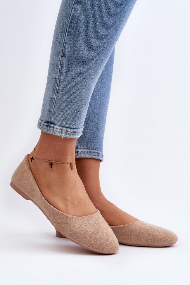 Beige Women's Suede Ballerina Flats Lasota