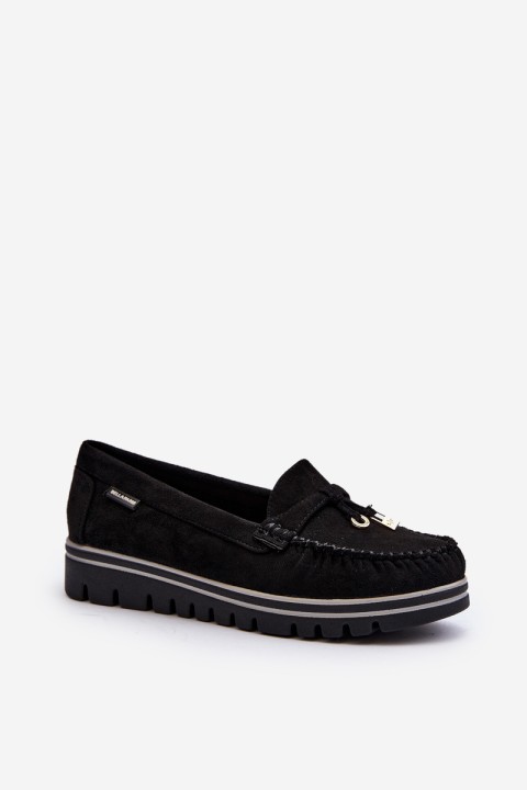 Women's Black Platform Moccasins Railav