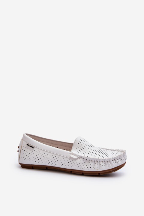 Women's White Cut-out Loafers Rasirna