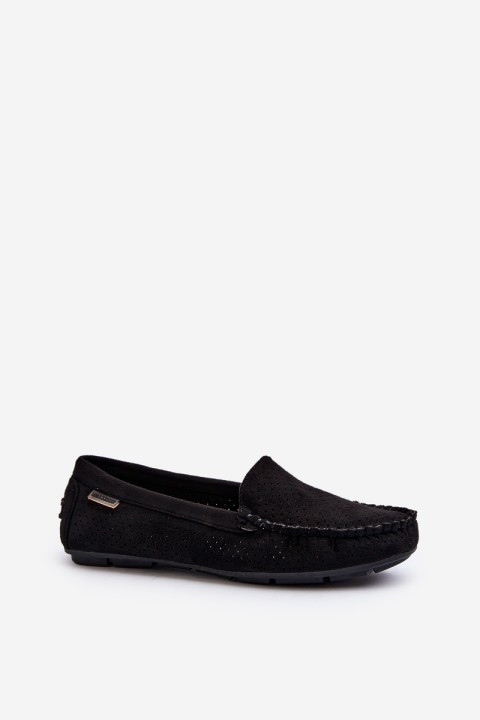 Women's Black Lattice Loafers Rasirna