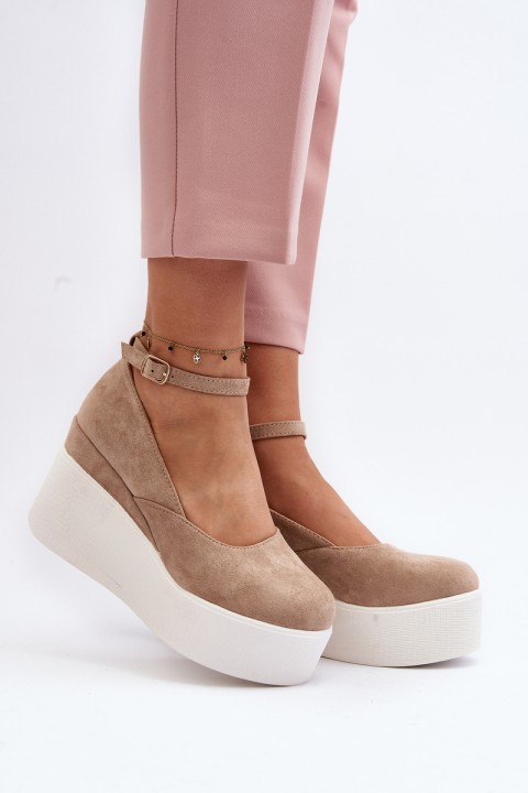 Women's Beige Wedge Espadrilles Malla