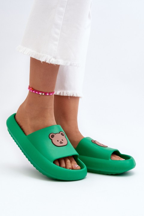 Light Women's Foam Flip-Flops with Bear Green Lia