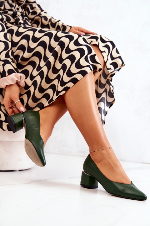 Leather Pumps Toe In Spitz Green Marilyn