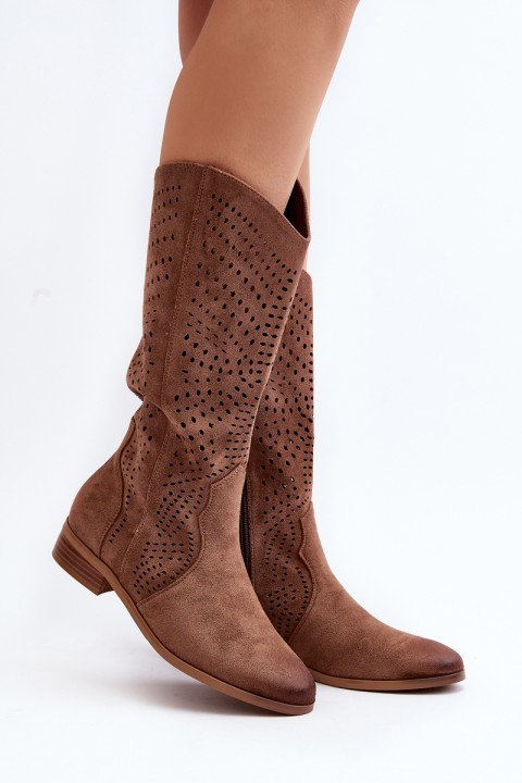 Brown Lace-up Half-calf Boots Kleorelia