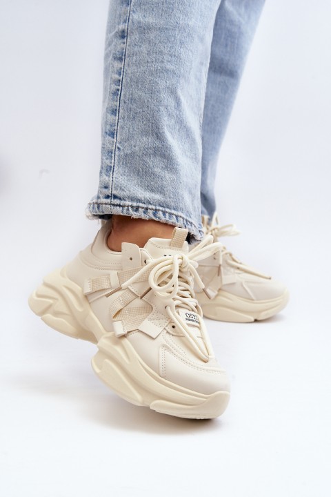 Women's sneakers with chunky sole, beige Windamella