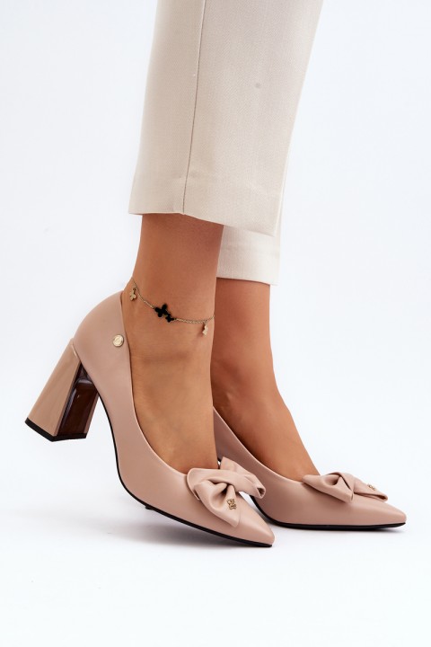 Pumps With Bow On Stiletto Beige Ariemessa