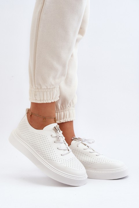 White Women's Cutout Sneakers Unassemia