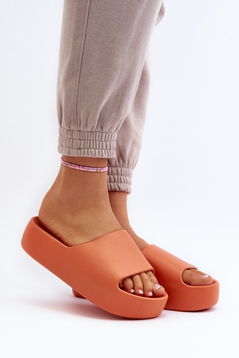 Women's Slides on Thick Sole Orange Oreithano