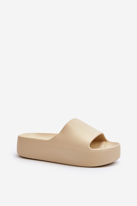 Women's Thick Sole Beige Slides Oreithano