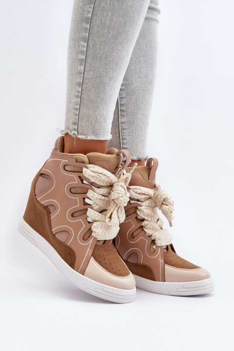 Women's Wedge Sneakers Beige Leoppa