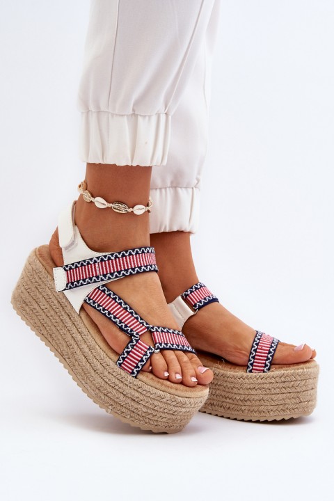 Women's Sandals on Woven Chunky Sole White Luminea