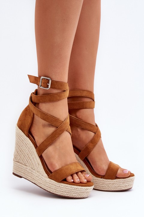 Wedge Sandals With Braided Detail Brown Salthe