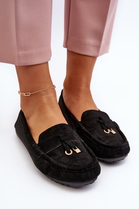 Women's Classic Black Suede Moccasins Ontala